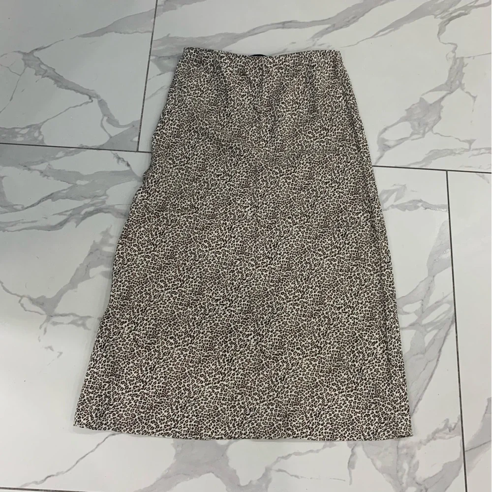 Jenni Kayne Skirt Sz XS MIDI Slip Leopard Black Brown A-line Fairy